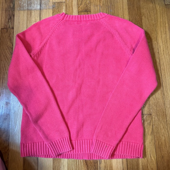 Vintage Lands End Washed Red Curved Knit Pattern Sweater - Picture 7 of 7